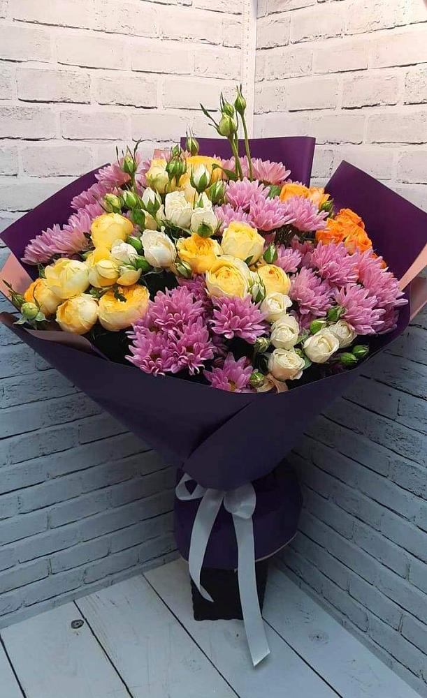 Букет цветов из: Хризантемы и Розы в Алексине