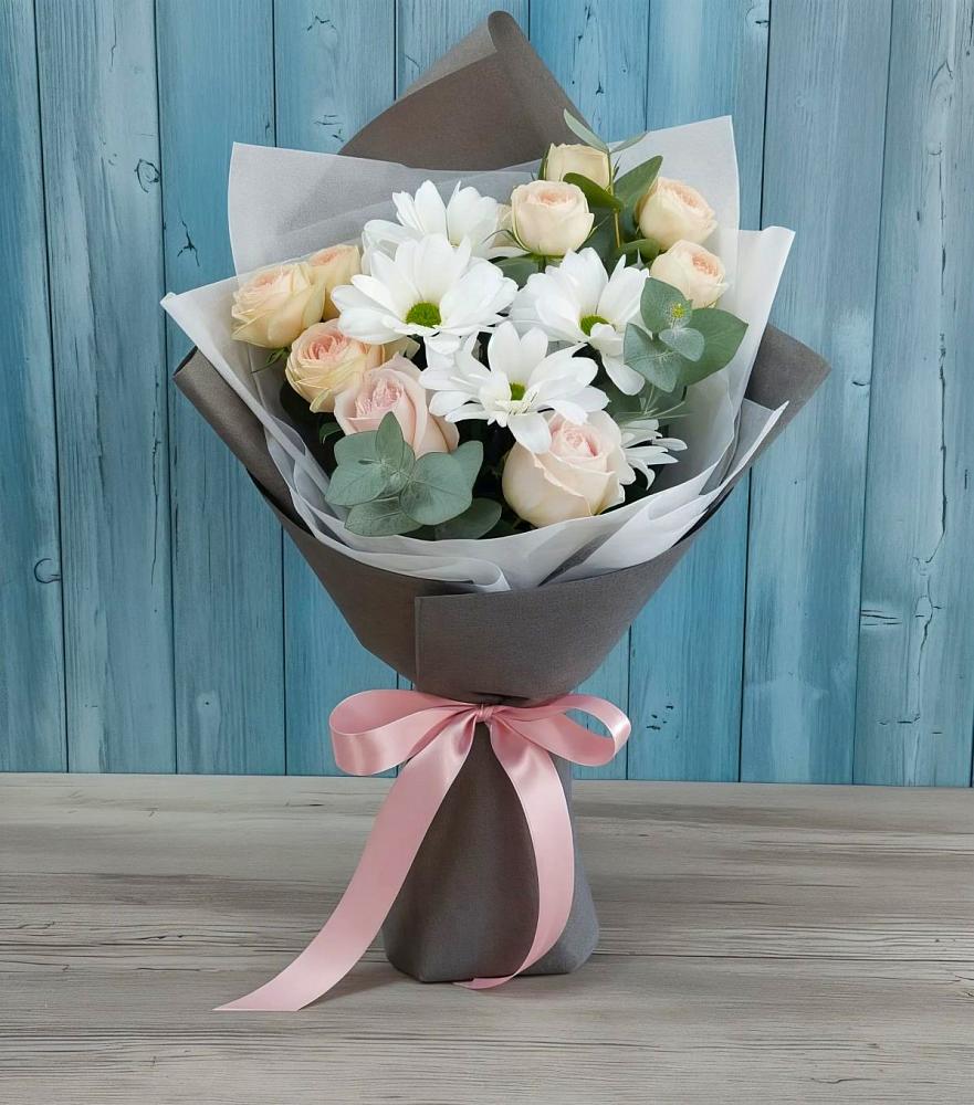 Букет цветов из: Хризантемы и Розы в Алексине