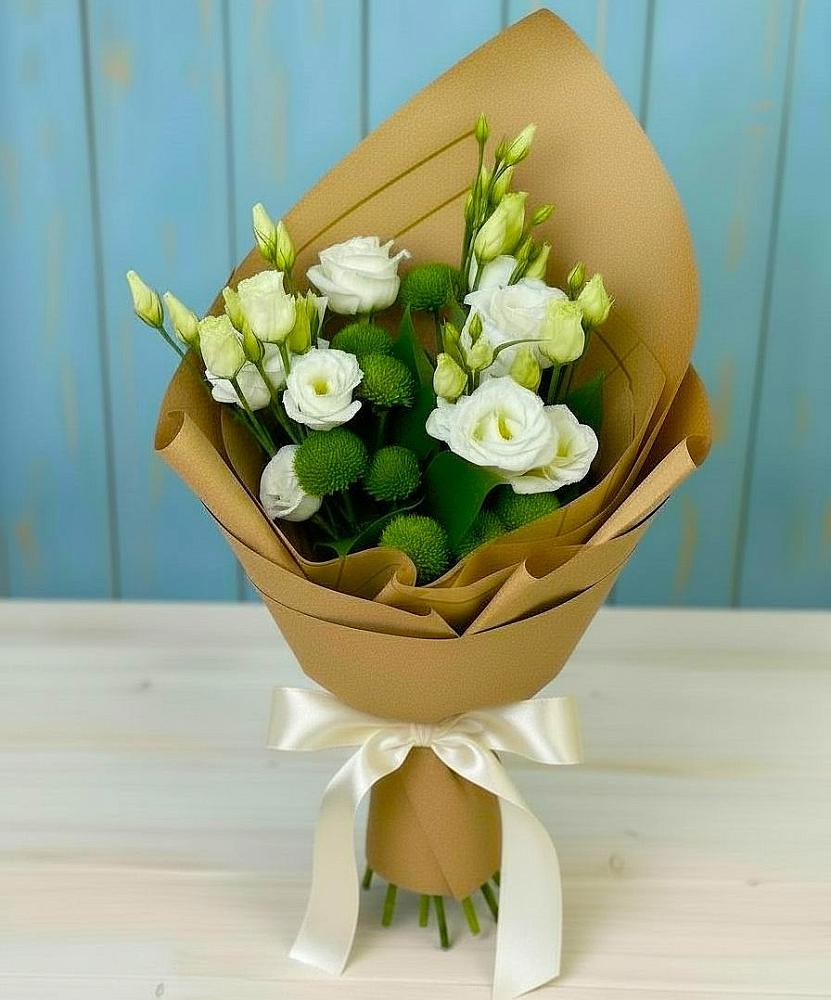 Букет цветов из: Хризантемы и Лизиантусы в Алексине