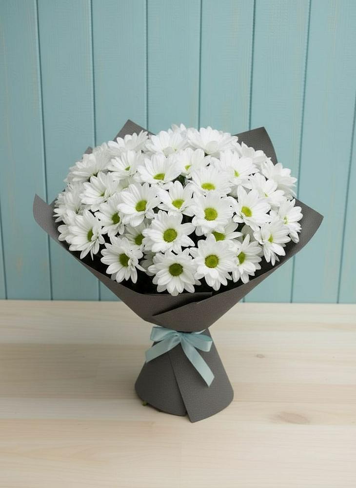 Букет белые хризантемы в Алексине Букет цветов из: Хризантемы в Алексине