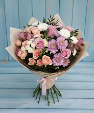 Букет цветов из:  Хризантемы, Розы и Альстромерии в Алексине