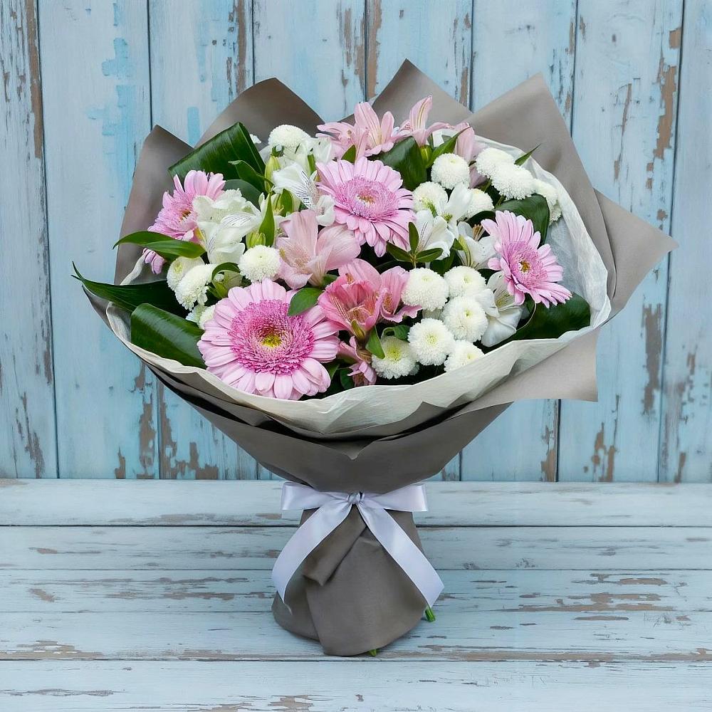 Букет цветов из: Герберы, Альстромерии и Хризантемы в Алексине