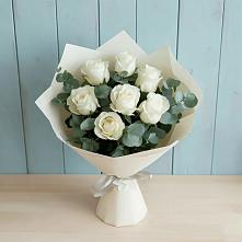 Букет Белые розы в Эвкалипте в Алексине